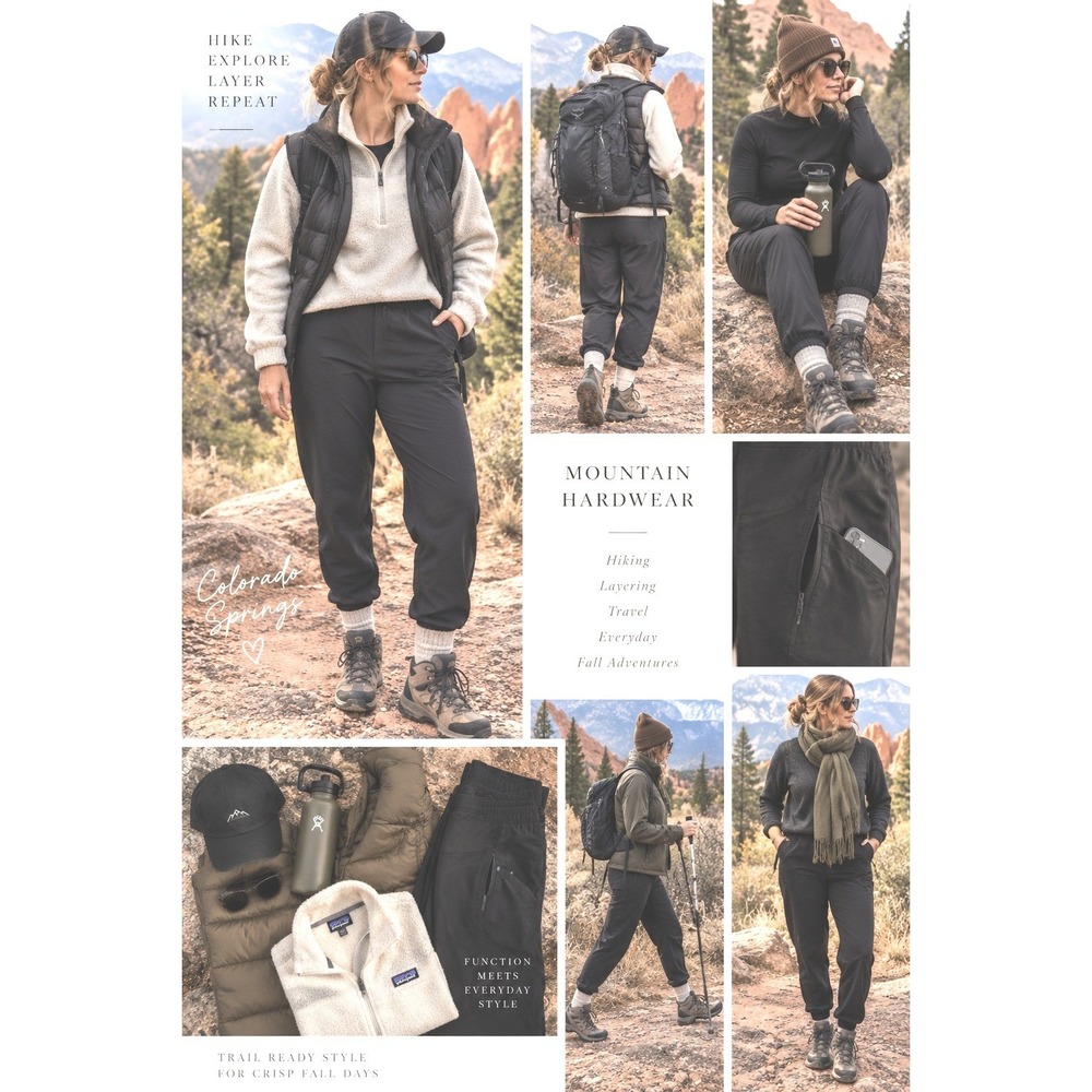 Mountain Hardwear Black jogger LG 12 outerwear hiking fall layering hiking walks